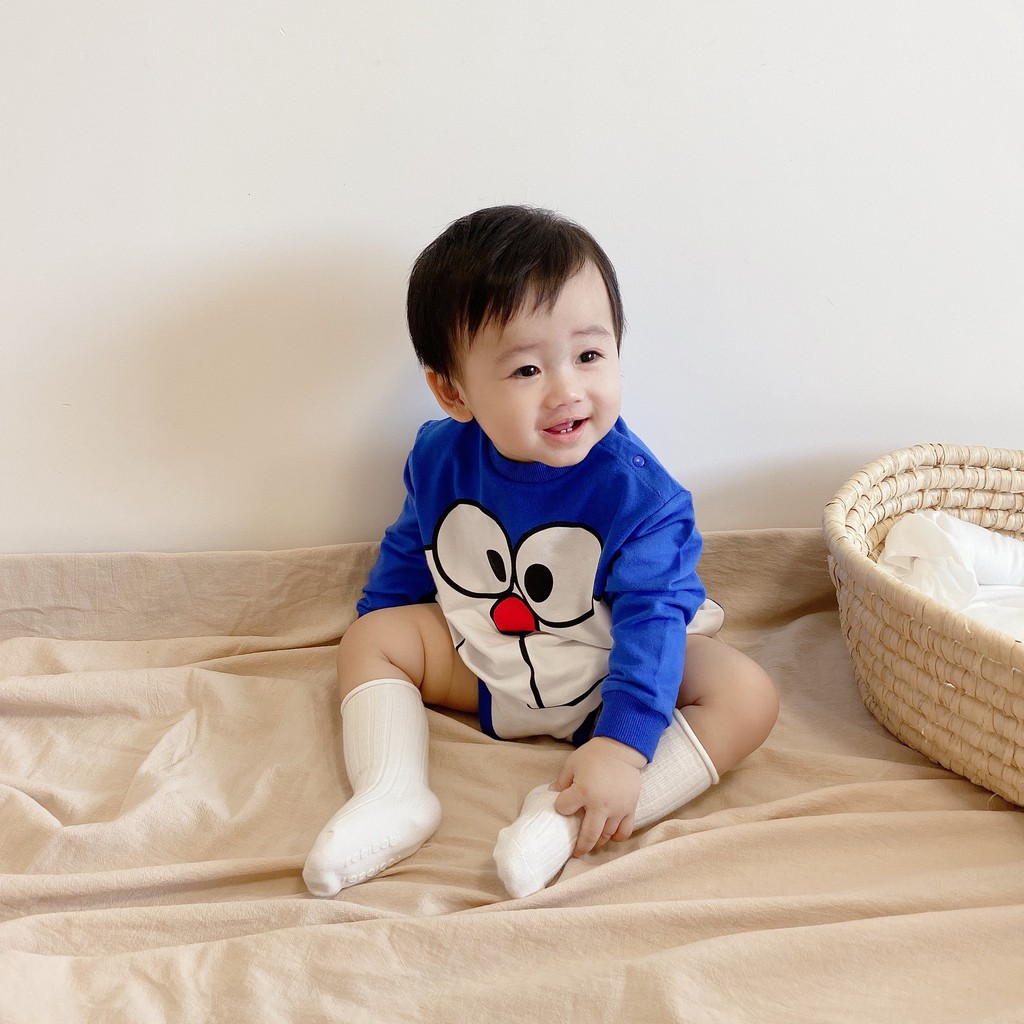 Áo liền quần tay dài hoạ tiết hoạt hình phong cách Hàn Quốc thời trang cho bé