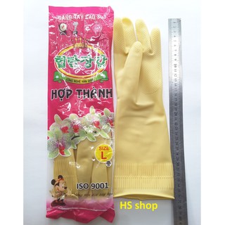 Găng tay cao su tự nhiên Hợp Thành dài 38cm, size L (Cỡ dùng cho Nam, Nữ tay lớn) - Bảo vệ da tay tốt nhất -NPP HS shop