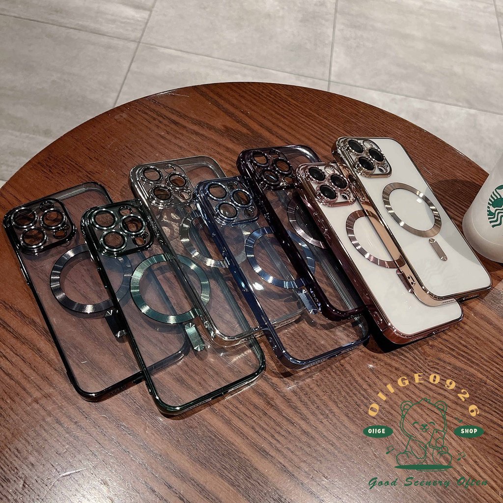 Ốp Điện Thoại Từ Tính Mạ Điện Bảo Vệ Ống Kính Máy Ảnh Cho Iphone 14 13 12 11 Pro Max Plus