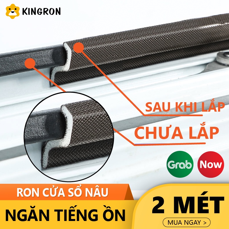 Thanh chắn khe hở cửa sổ loại màu nâu ⭐ Ron nẹp chặn khe hở KINGRON ngăn côn trùng chống bụi cách âm chống va đập