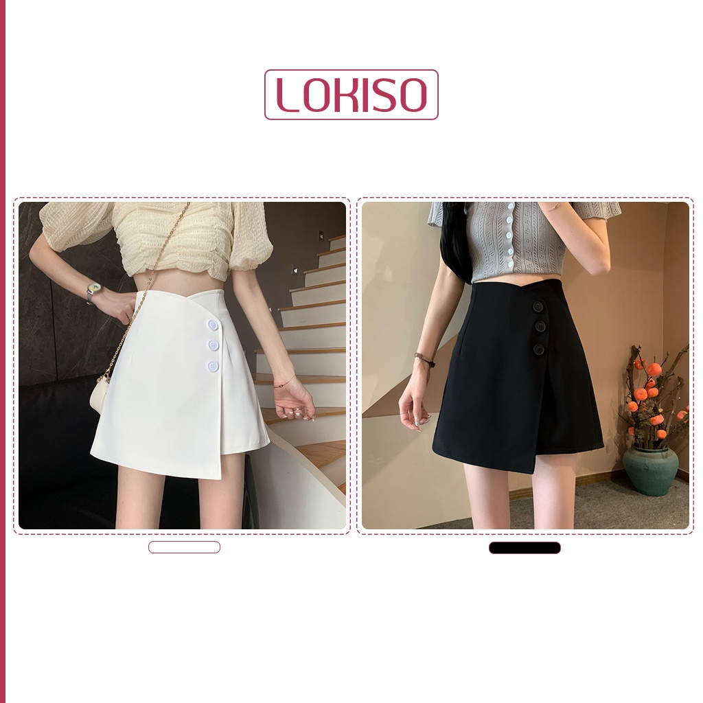 Quần short nữ lưng cao ống rộng giả váy đẹp công sở ulzzang LOKISO QS08