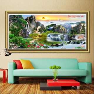 Tranh đính đá Phong Cảnh Lưu Thủy Sinh Tài Khổ Lớn VS170