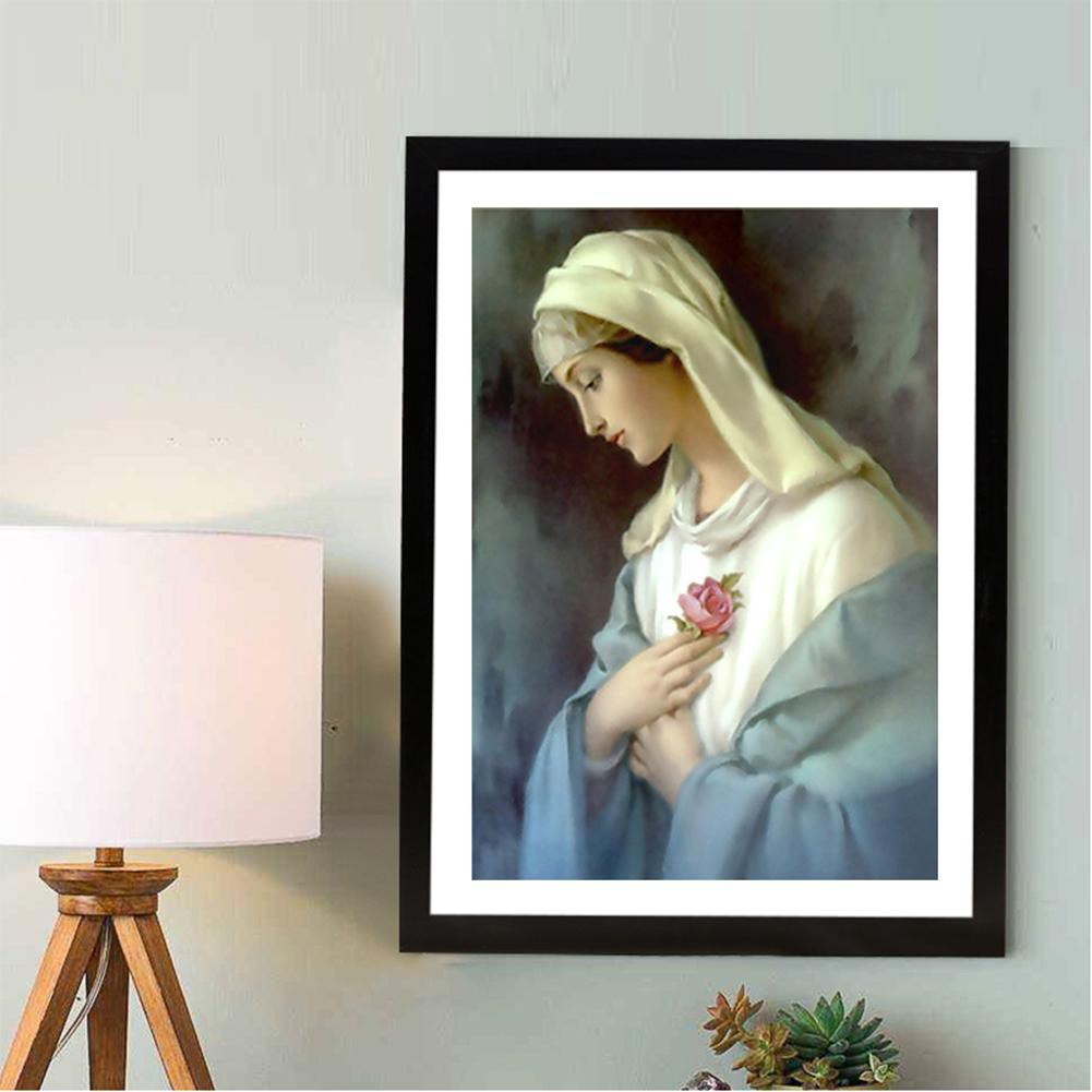 Bộ tranh đính đá hình Đức mẹ Mary 5D nghệ thuật DIY
