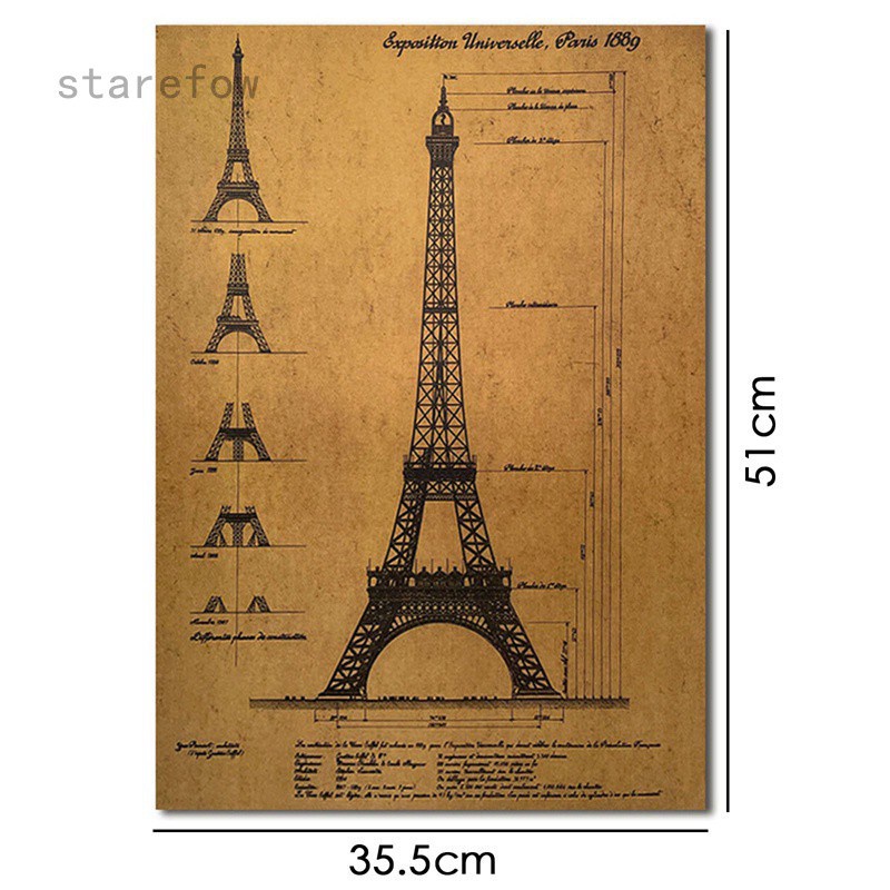 Poster Hình Tháp Eiffel Phong Cách Retro