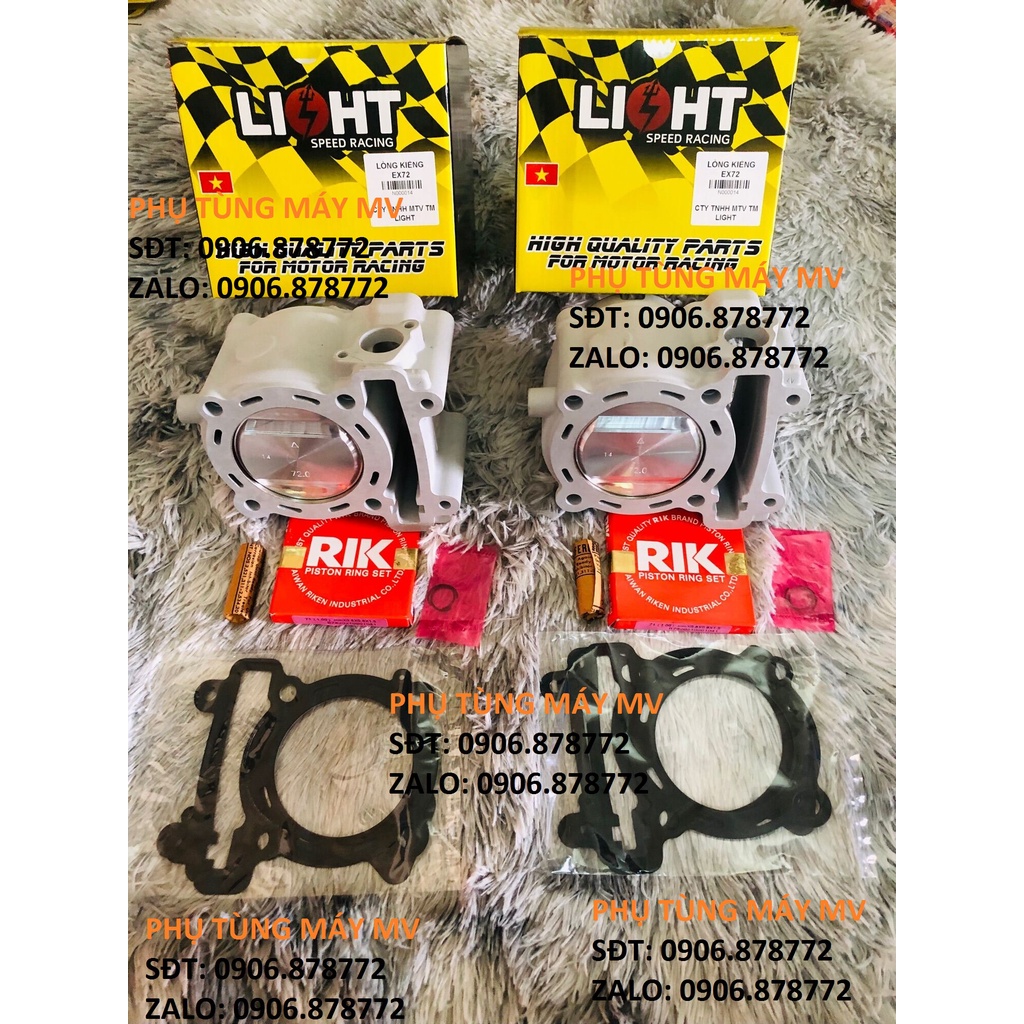 Lòng độ 68/72mm Loại có thớt sẵn, dành cho Exciter các đời mang thương hiệu LIGH SPEED