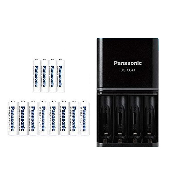 Bộ box sạc kèm 8 pin AA và 4 pin AAA Panasonic K-KJ43MCC84 - phiên bản nội địa made in Japan (Trắng)