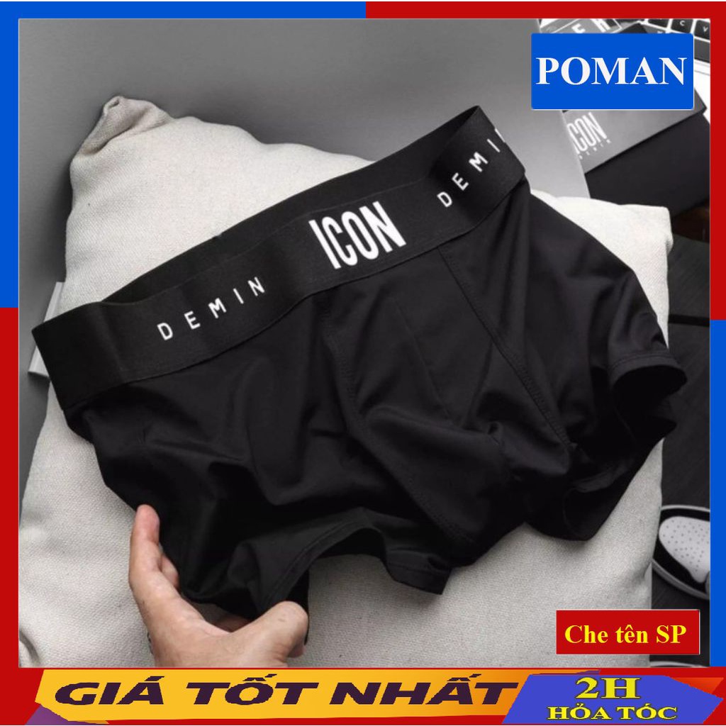Quần lót nam thun lạnh chính phẩm cao cấp ICON, Quần sịp nam đùi thoáng mát đẹp rẻ co dãn 4 chiều SI01 (Che tên) POMAN