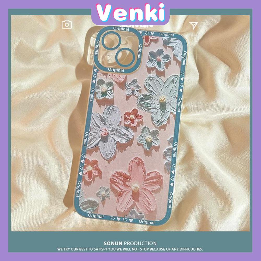 Ốp điện thoại silicon mềm khung vuông họa tiết hoa chống sốc thích hợp cho iPhone 11 13 Pro Max 12 Pro Max 7 Plus xr