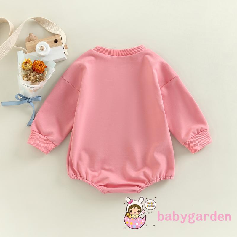 Áo Liền Quần Dài Tay In Chữ Cho Bé Gái 0-18 Tháng Tuổi