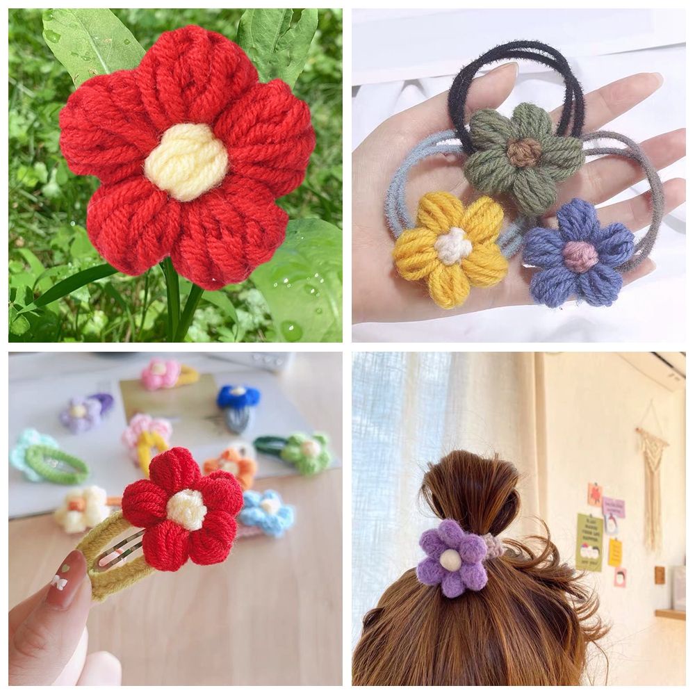 Set 5 bông hoa bằng polyester ren tua rua thêu họa tiết 3D dùng trang trí quần áo hút nước