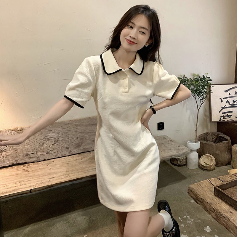 Đầm Tay Ngắn Cổ Polo Thiết Kế Mới Thời Trang Mùa Hè Dành Cho Nữ