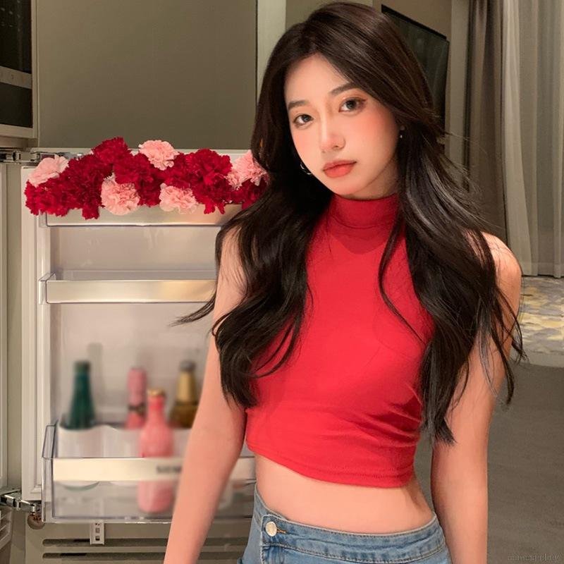 Comeandbuy- Áo Vest Có Dây Buộc Màu Trơn Phong Cách.