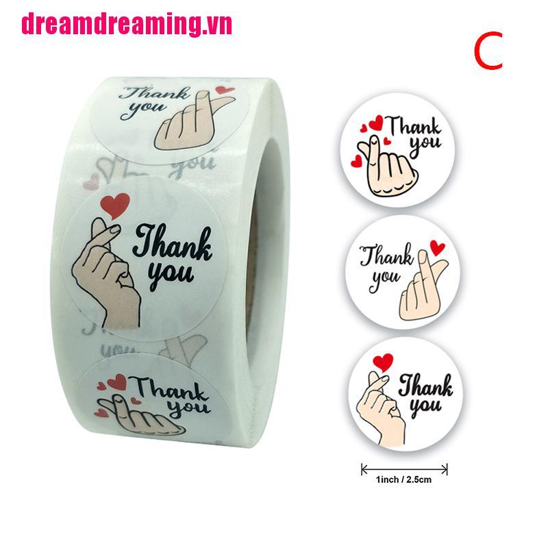 Cuộn 500 Miếng Dán Trang Trí In Chữ Thank you With Diverse