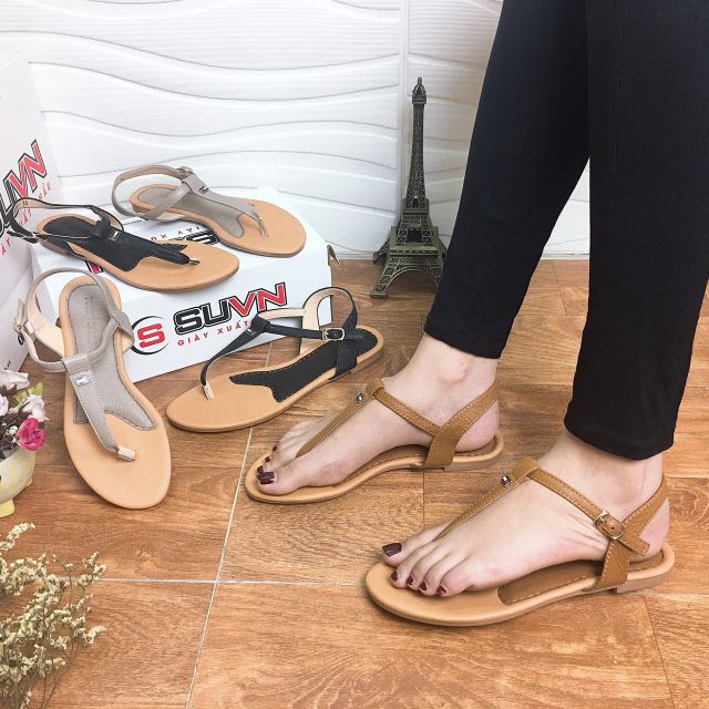 Sandal xỏ ngón da thật quai nhỏ VNXK