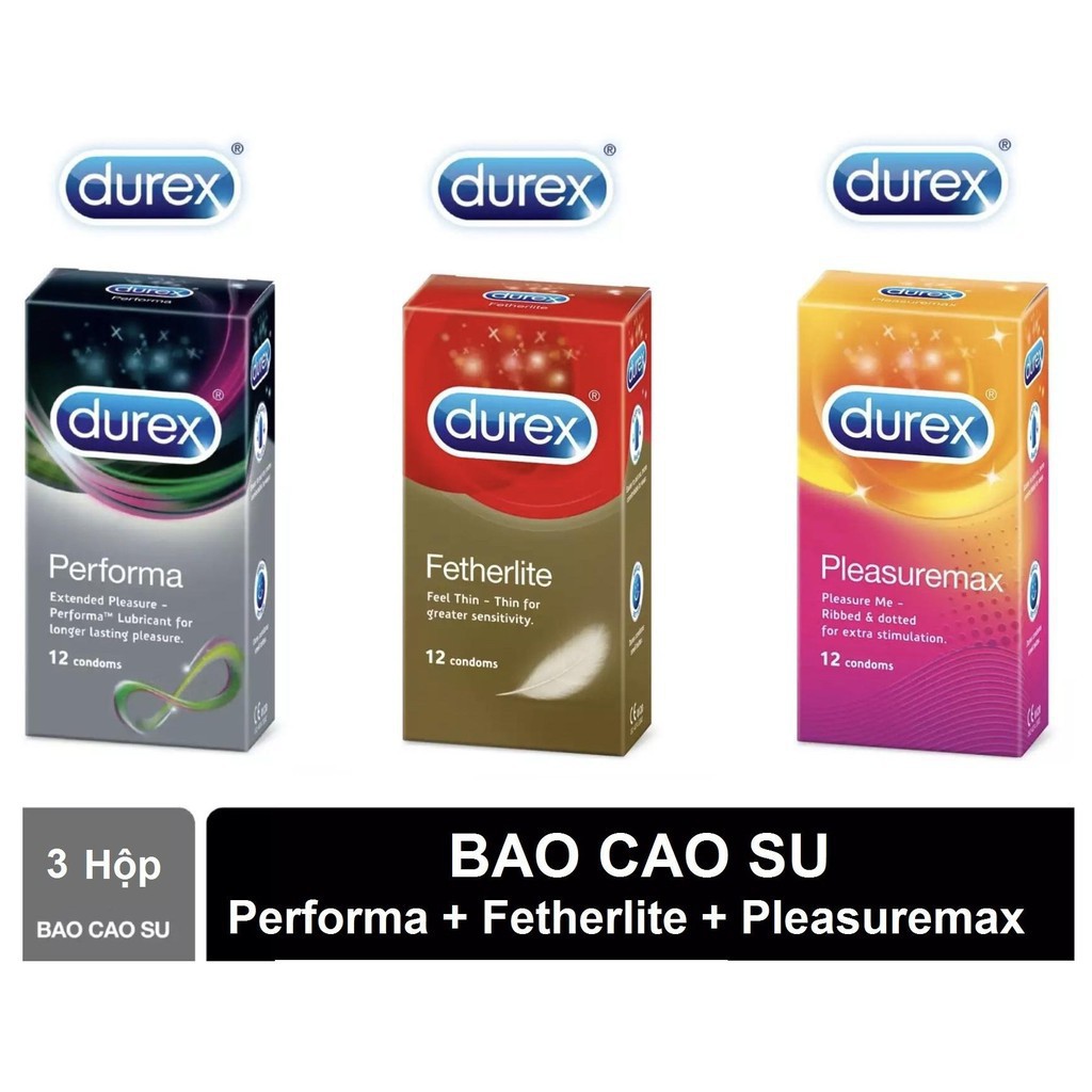 [ Siêu Rẻ ] Combo 3 Hộp Bao Cao Su Durex - Gai Liti, Mỏng, Kéo Dài Thời Gian ( Chính Hãng )