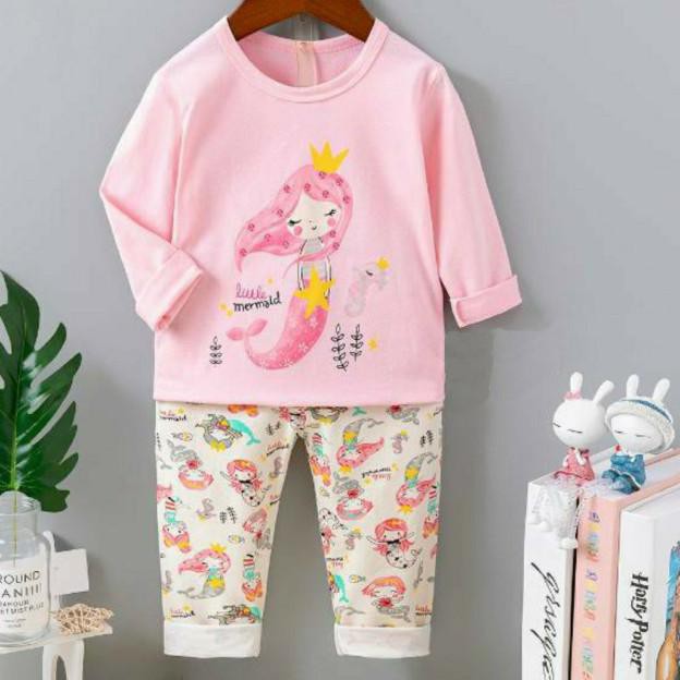 ◌ Bộ đồ ngủ dài tay in hình mèo kitty dễ thương cho bé gái từ 1-10 tuổi 55 tuổi
