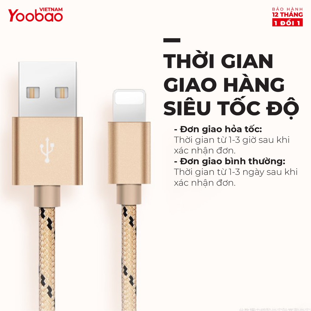 Cáp lightning Yoobao YB-422 Bọc dù - Dài 1.5M cực bền chắc