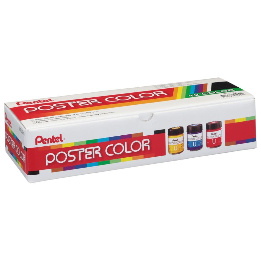 Màu Poster Color Pentel 12 màu màu nước Pentel 12 màu WPU2-12 - Màu POSTER Pentel lọ thuỷ tinh Vpp Hà Nội ( mua 1 sản ph