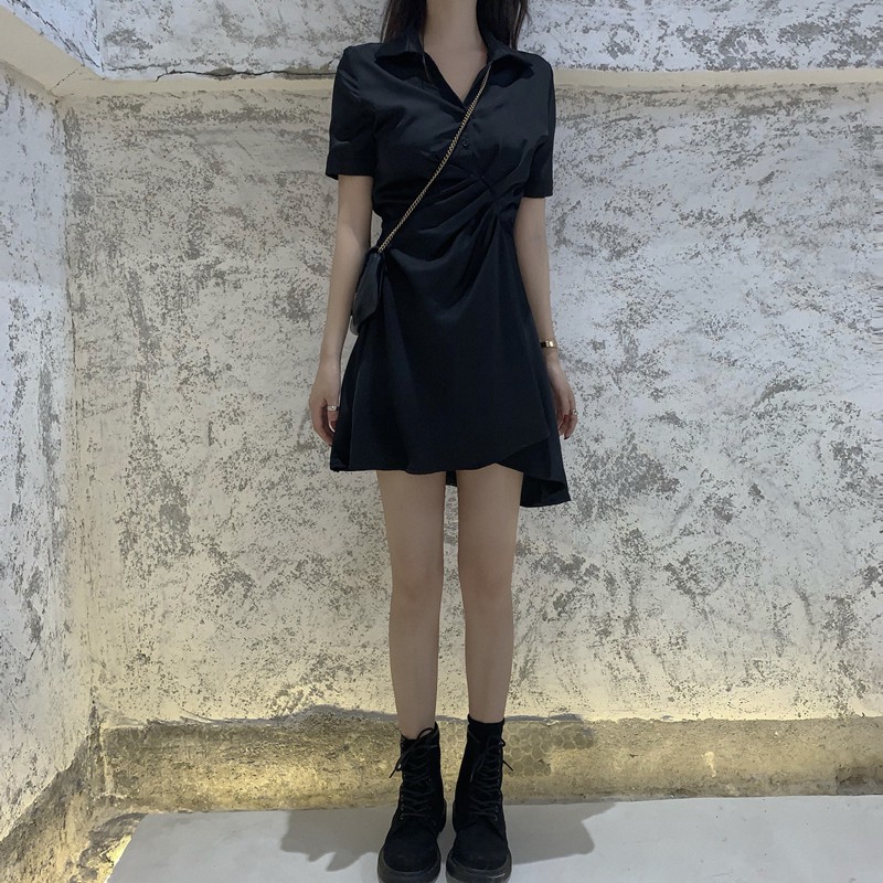 Đầm Nữ, Váy Nữ Chiết Eo Dáng Ôm Basic Phong Cách Hàn Quốc