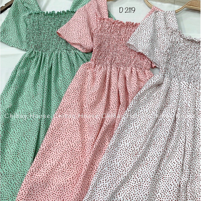 Đầm maxi hoa bo thun  D2119