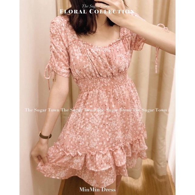 Đầm Voan Hoa Nhí Hai Lớp Hàng Xuất Dư Xịn Cao Cấp SWEET STORM Nhún Eo Dễ Thương Trẻ Trung