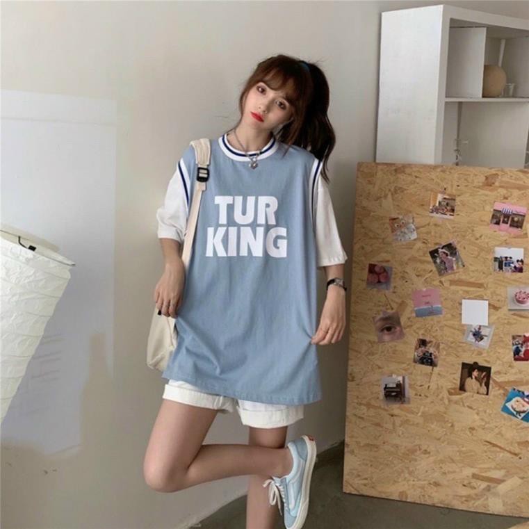 Áo phông form rộng tay lỡ unisex - Áo thun bóng rổ có tay áo như hình Tur King - Sỉ áo thun số lượng lớn  ྆ ྇ ྇