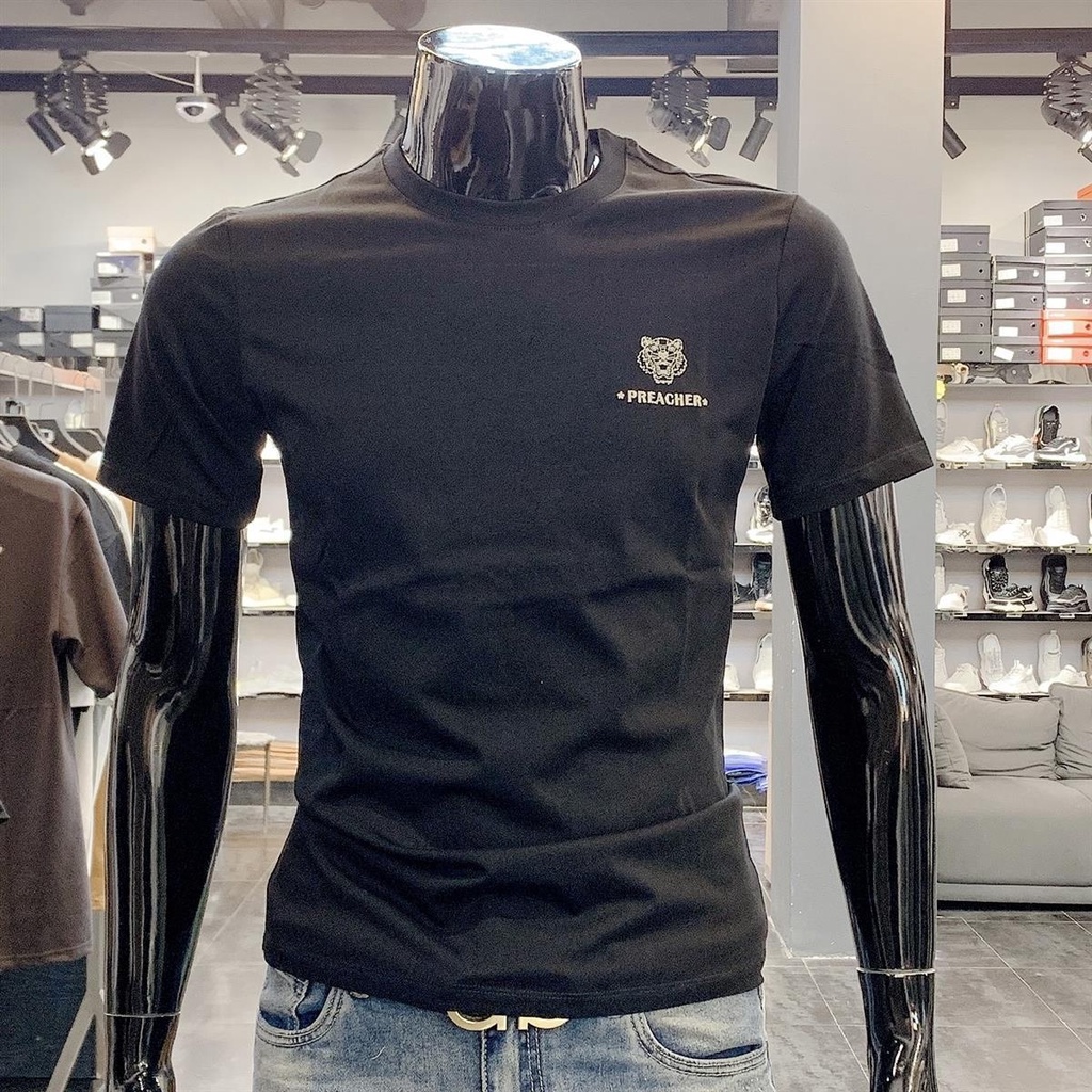 Áo thun tay ngắn cổ tròn thêu hình thời trang mùa hè phong cách châu âu cho nam