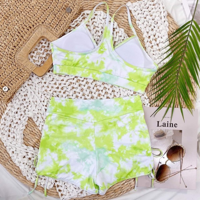 [BKN754] &lt;ÂU&gt; SET BIKINI SPORTY LOANG XANH/HỒNG (CẠP CAO)