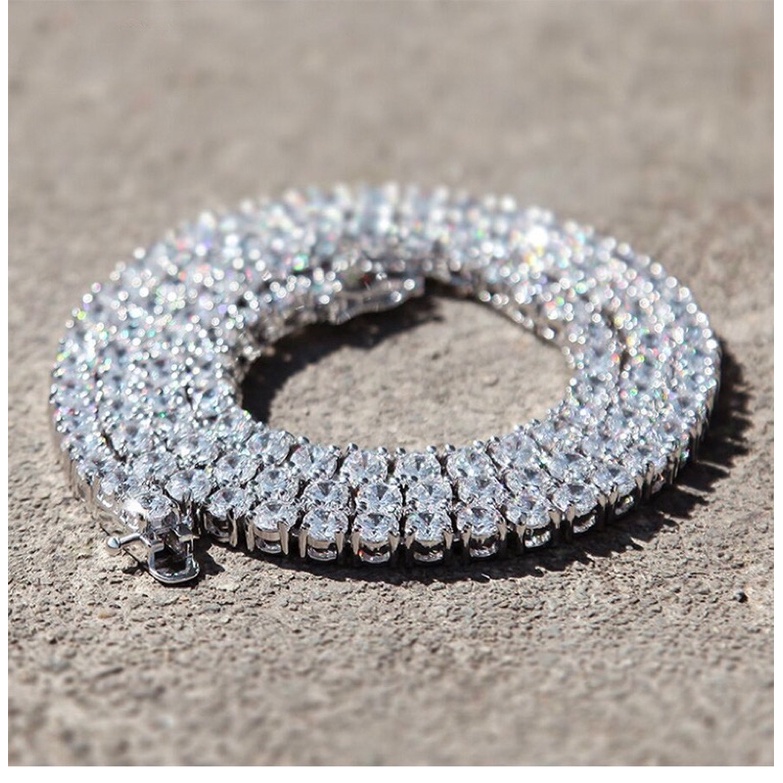 Combo dây chuyền & lắc tay tennis đính đá zircon unisex bản mới nhất