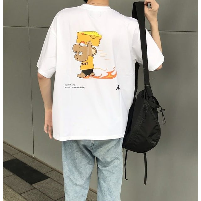 Áo Thun CHUỘT RUN FOR LIFE MIS.OUT. Ulzzang Unisex 1hitshop | BigBuy360 - bigbuy360.vn