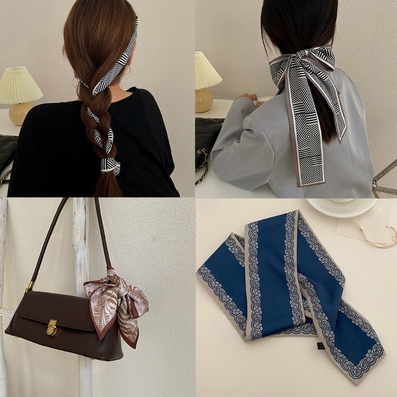 Băng Đô Cài Tóc Giả Lụa Dài In Chữ Thời Trang