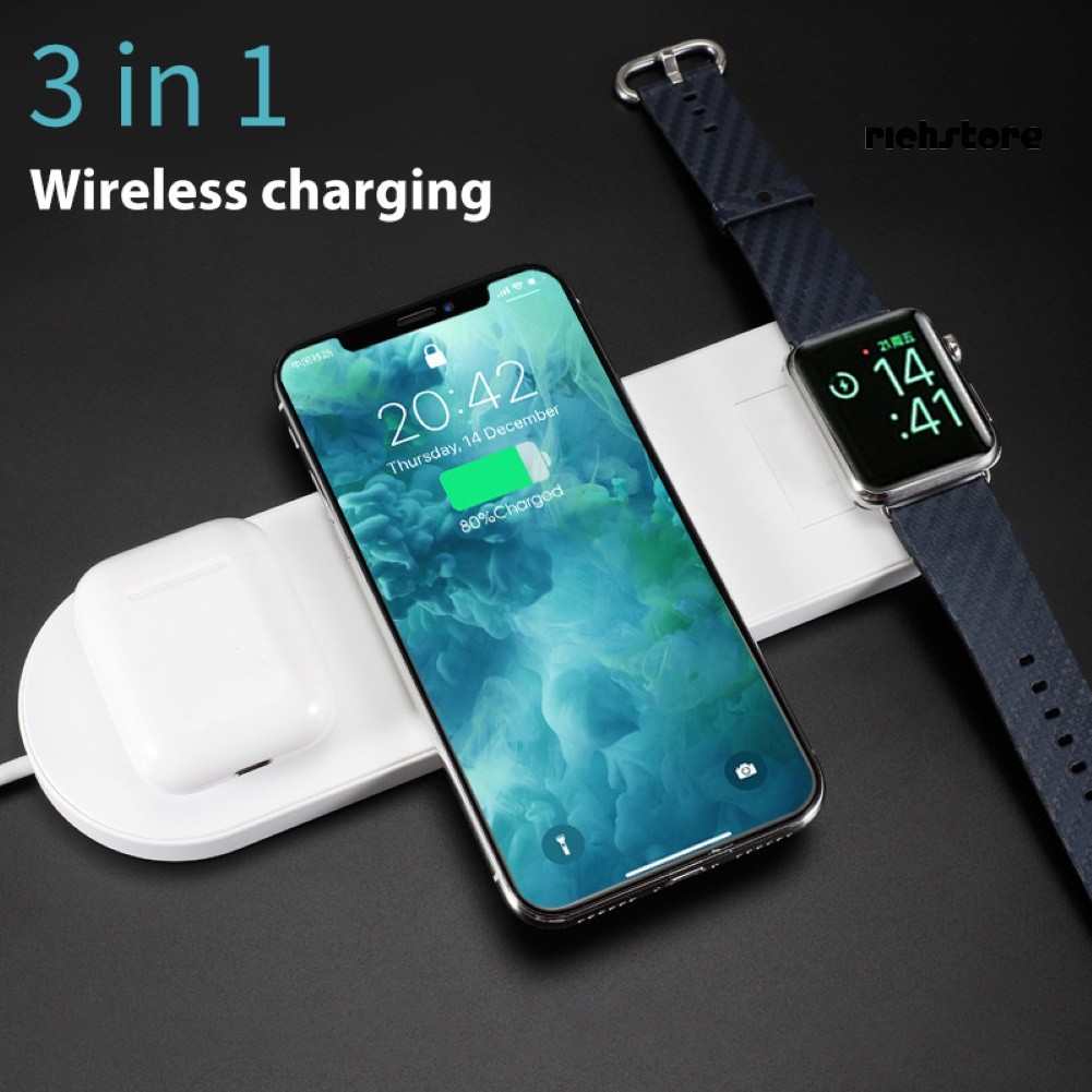 Đế Sạc Nhanh Không Dây 3 Trong 1 Tiện Dụng Cho Iphone Iwatch 1 2 3 4