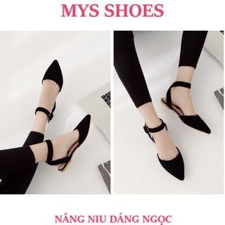 Giày sandal bít mũi chéo gót HQ Mys Fashion