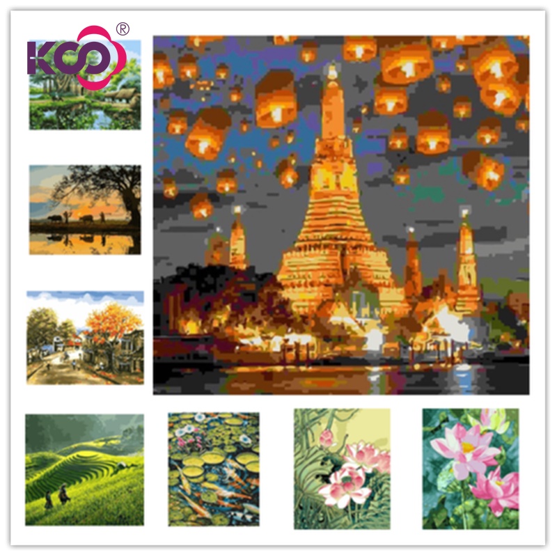 Bộ Tranh Đính Đá 5d Tự Làm Hình Phong Cảnh Làng Quê Trang Trí Nhà Cửa