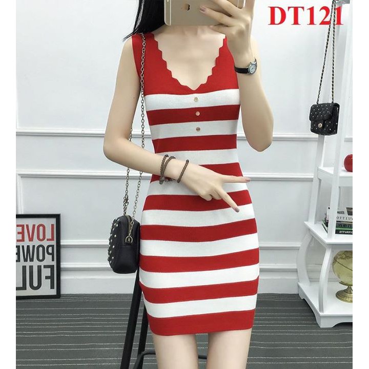 Đầm Len Korea Kẻ Sọc Lưng Đan Cực Đẹp - DT121
