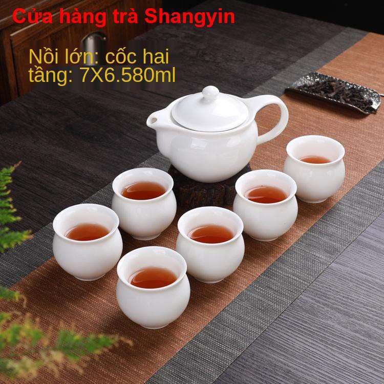 cốc[Ưu đãi đặc biệt 12 cái đầu】 Máy pha trà bát đĩa gia dụng Dehua gốm sứ Kung Fu bộ ấm tách trắng cao cấp