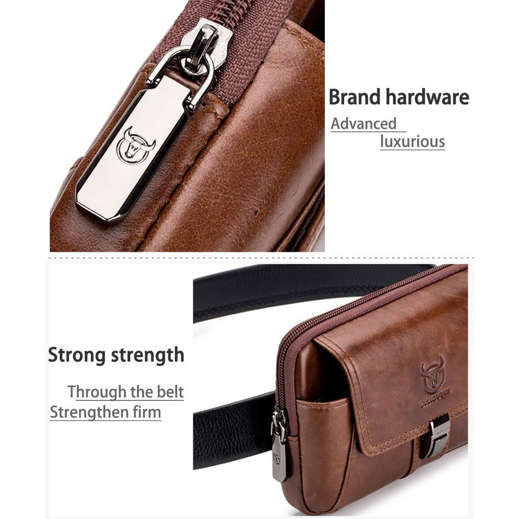 [Real Leather] Túi đeo hông chất liệu da BÒ dành cho nam  - Bullcaptain VN