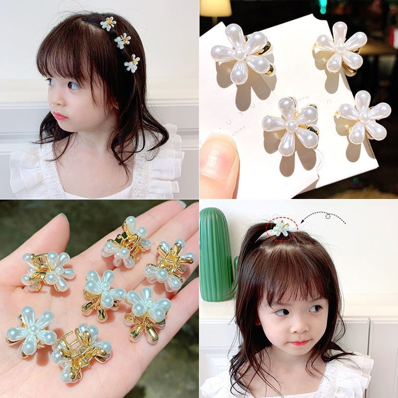 Kẹp tóc hình bông hoa đính ngọc trai giả xinh xắn cho nữ