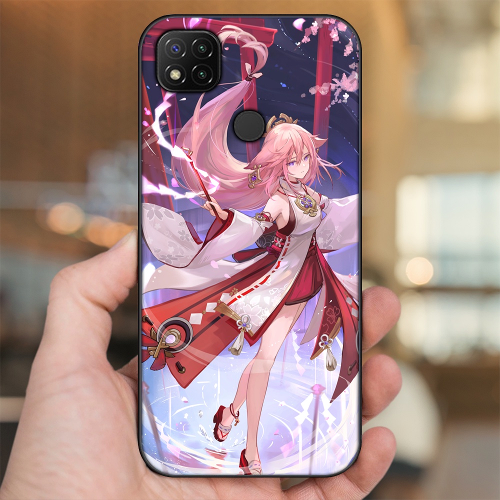 Ốp lưng Xiaomi Redmi 9C viền đen in hình Yae Miko Genshin Impact