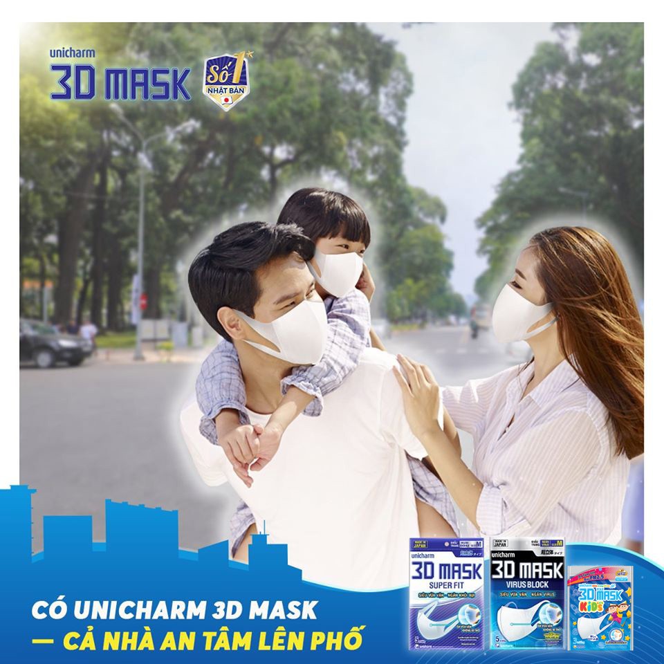 {Combo 10 gói} Khẩu Trang Cho Bé Ngăn Vi Khuẩn - 3D Mask Chính Hãng Unicharm