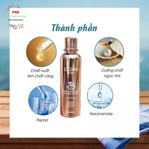 Tinh Chất Tế Bào Gốc Eldas Aura Shine Gold Pearl Premium Peptide All In One Coréana