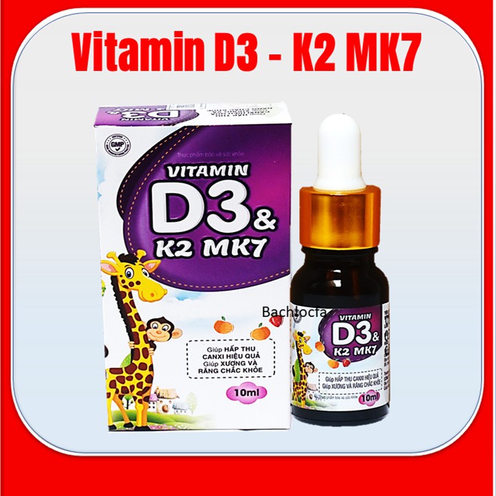 Vitamin D3 K2 Mk7 Nhỏ Giot  Giúp Bé Hấp Thụ Calci Tăng Trưởng Chiều Cao Cân Nặng,Tăng Sức Đề Kháng -hộp 10ml | BigBuy360 - bigbuy360.vn