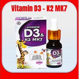 Vitamin D3 K2 Mk7 Nhỏ Giot  Giúp Bé Hấp Thụ Calci Tăng Trưởng Chiều Cao Cân Nặng,Tăng Sức Đề Kháng -hộp 10ml