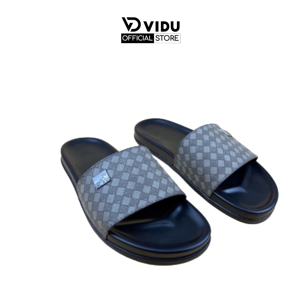 Dép nam thời VERSACE ViDu 21110 quai kẻ ghi đính logo đế đúc cao su êm chân, phong cách thời thượng