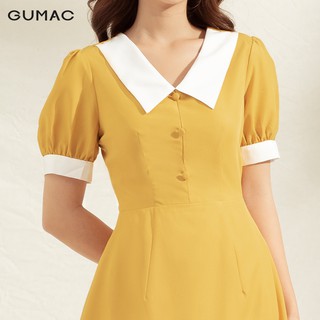 Đầm nữ phối lá cổ trắng DA1108 GUMAC
