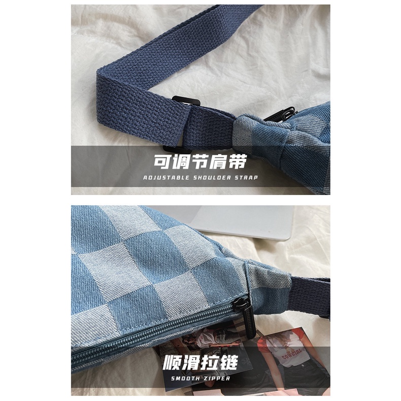 Túi Đeo Chéo Vải Denim 2022 Thiết Kế Mới Năng Động Thời Trang