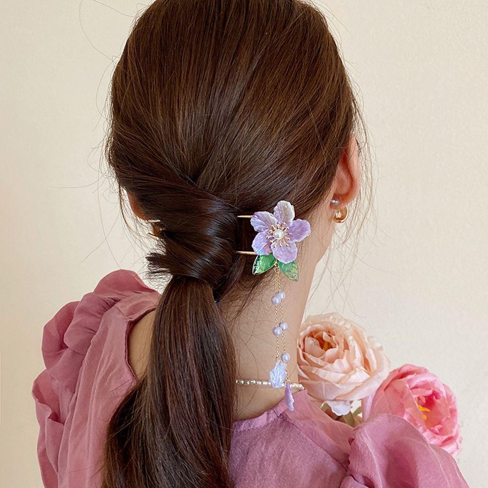 Trâm Cài Tóc Đính Hoa Tua Rua Phong Cách Trung Hoa Thanh Lịch Cho Cô Dâu