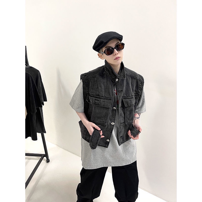 Áo Khoác Denim Mỏng Không Tay Phong Cách Hong Kong Thời Trang Mùa Hè Cho Nam Và Nữ F &amp; X2022