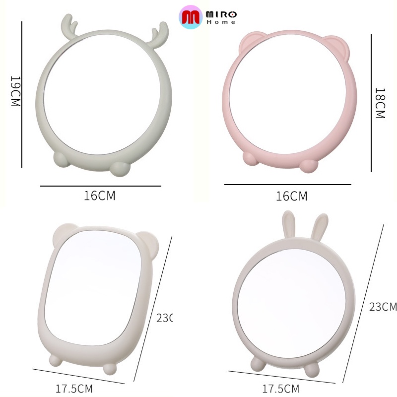 Gương để bàn trang điểm tai mèo gấu, thỏ ú nu siêu xinh phong cách hàn quốc MIROHOME