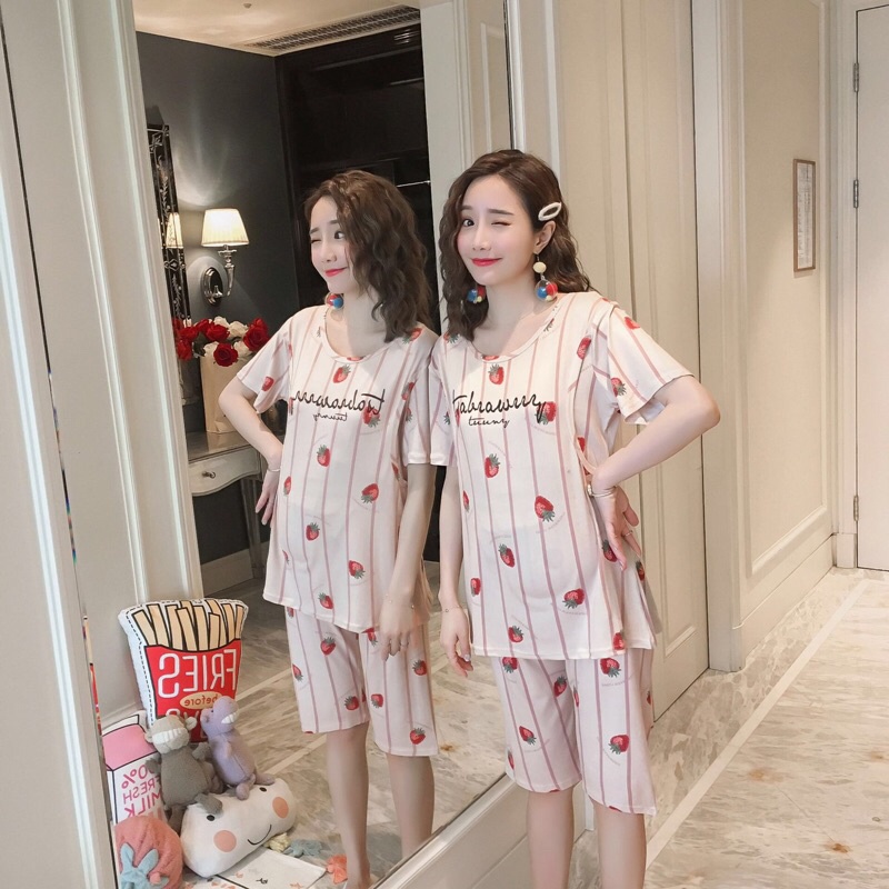 Đồ Bộ Bầu Và Cho Con Bú Sau Sinh Chất Thun Sữa Co Giãn